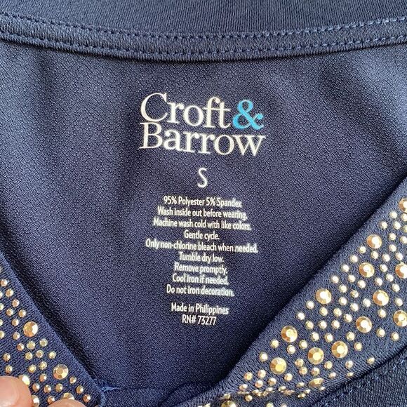 NWT Croft & Barrow Navy Blue Dazzle Blouse - Size Small - Picture 2 of 7
